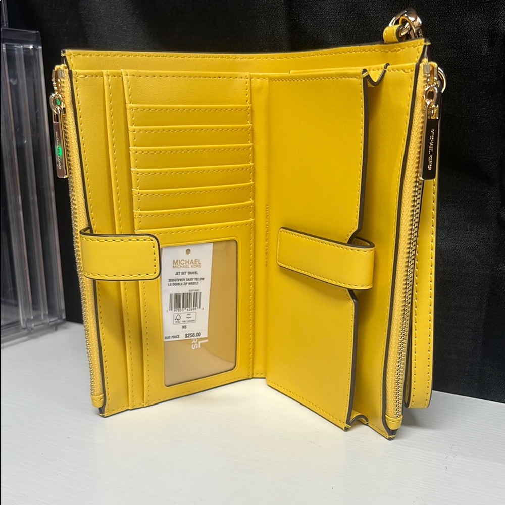 Michael Kors Yellow Clutch with Gold-Tone Wrist Strap - Picture 2 of 3